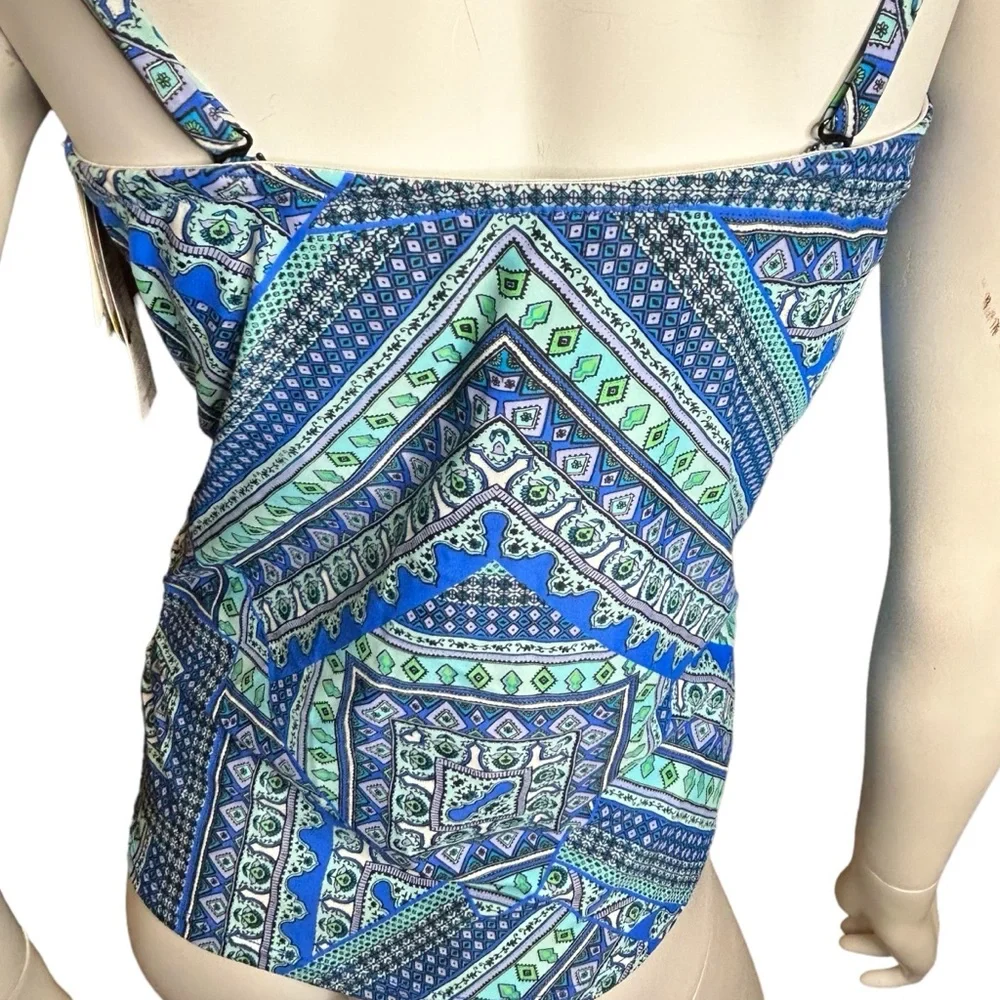 NWT Croft & Barrow Tankini Top Size 14 Blue Green